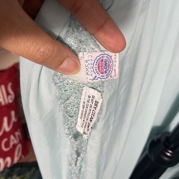 Mollie Parnis Women Evening Dress 1970s Vintage Gown Blue Long Sleeve Button Up - Picture 8 of 12